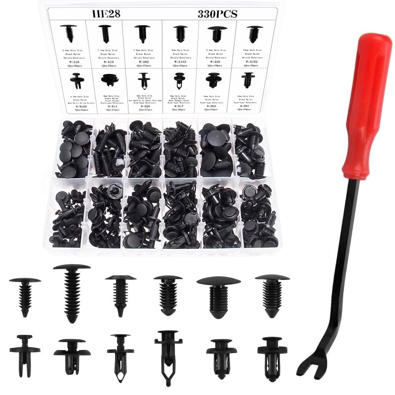 ANTS PART 330Pcs 12Sizes Car Plastic Rivets Fasteners Push Type Pin Rivets Clips Trim Kit for Ford Honda GM Acura Chrysler ETE - Image 1